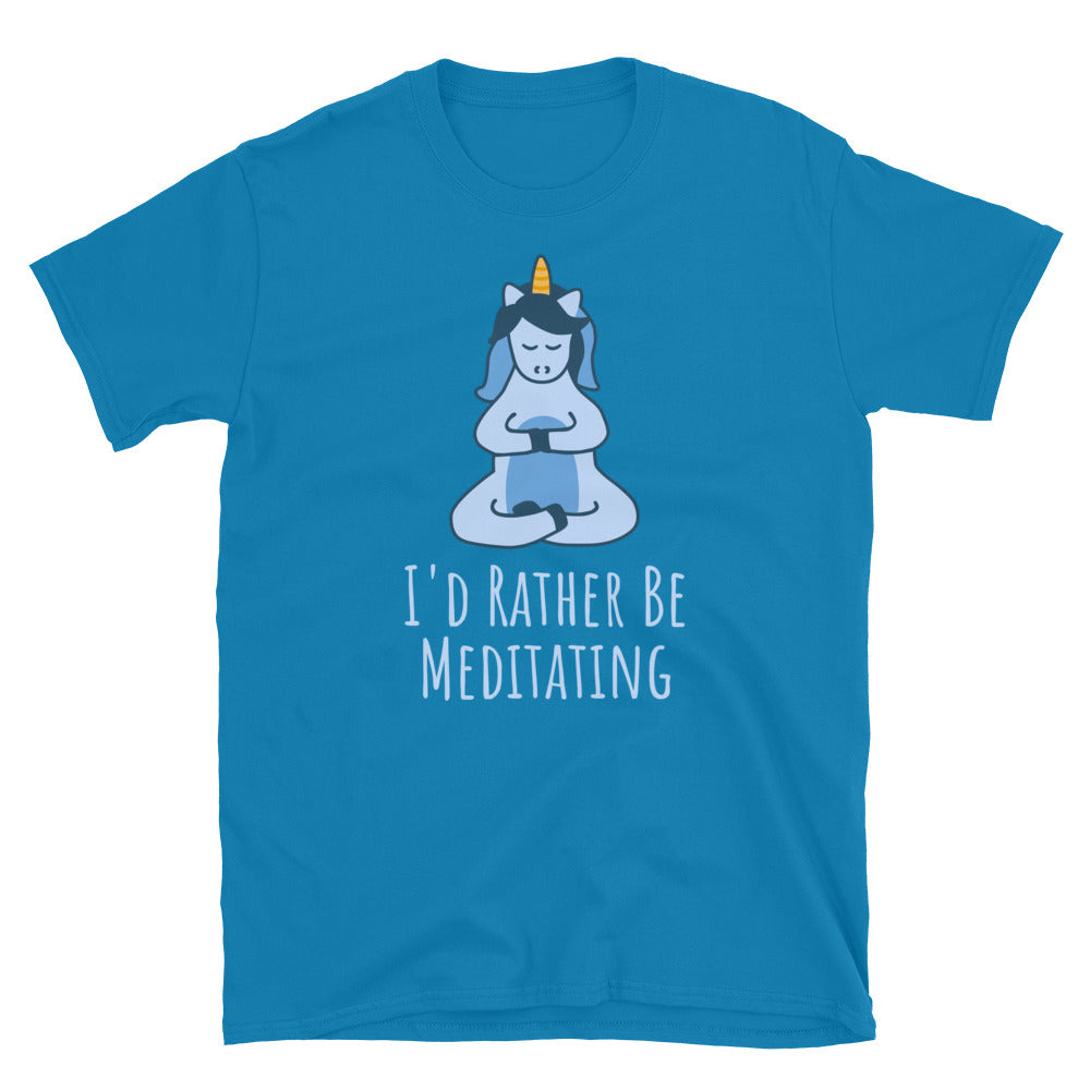 I'd Rather Be Meditating Unicorn TShirt - Sapphire Color - https://ascensionemporium.net